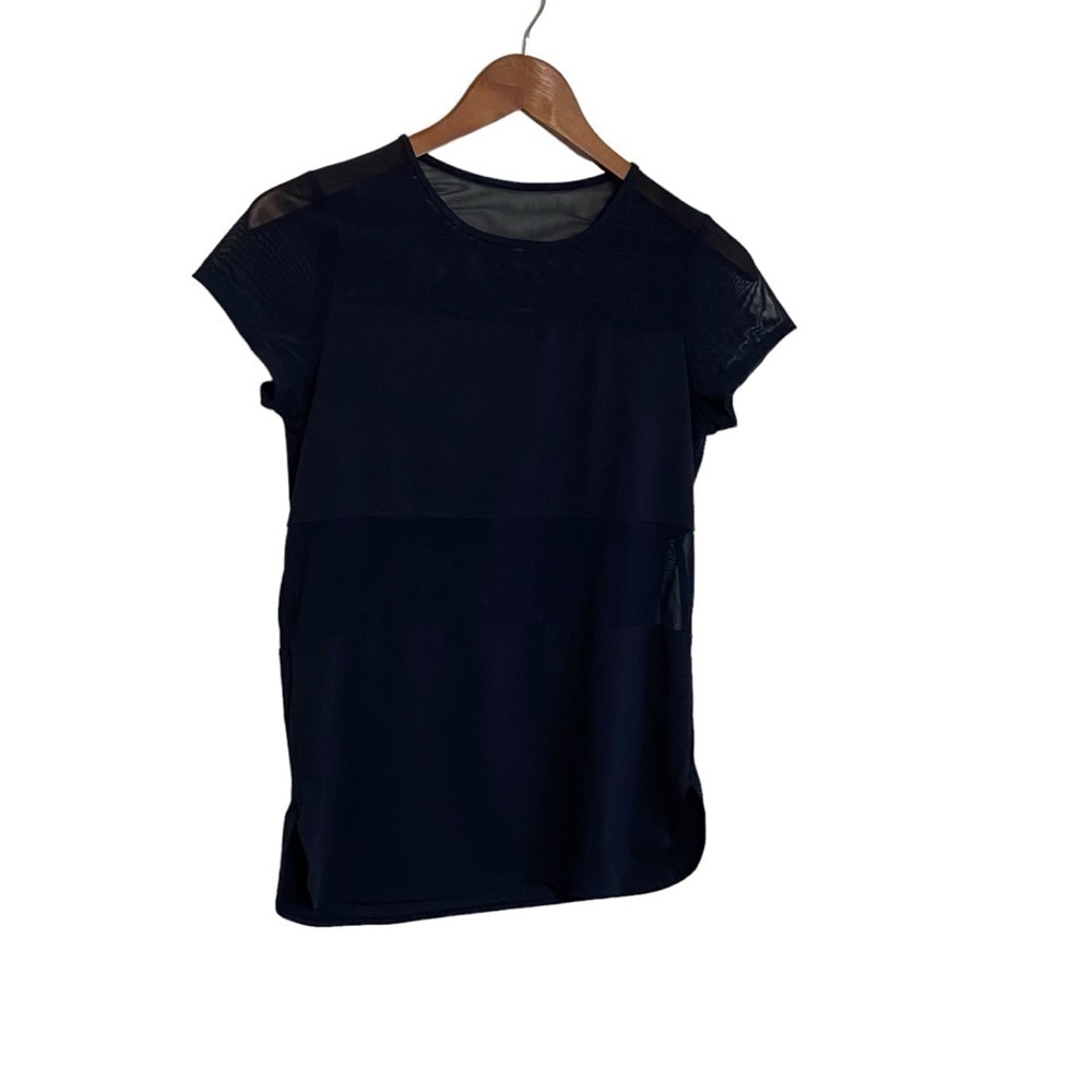 Fabletics Ladies Pull Over ActiveWear Shirt Black, Some Sheer Short Sleeve SZ XS - Picture 2 of 14